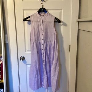 Eileen Fisher Lavender Cotton Sleeveless Button Up Dress